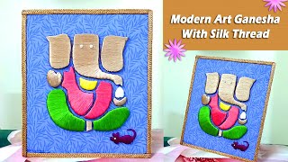 Modern Art Ganesha Mural With Silk Thread And Cardboard / Diy Art Ganesha