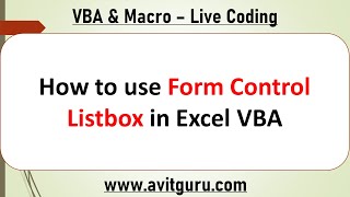 How to use Form Control Listbox in Excel VBA