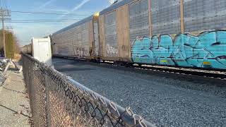 West bound ns 7534  followed by up 7611  auto rack train in sinking spring today