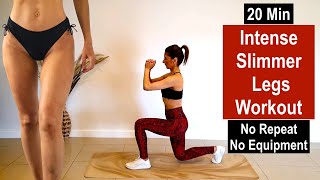 20 Min Intense Leg Workout | No Repeat | No Equipment