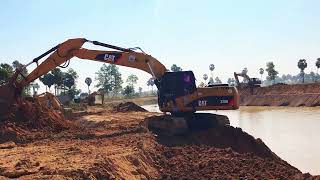 Incredible Dump Truck Job Filling a Canal with Land