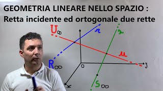 Retta incidente e ortogonale a due rette date .Esercizio svolto passo passo .Geometria analitica