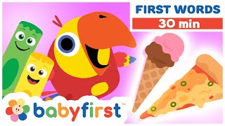 Toddler Learning Video w Color Crew & Larry Surprise Eggs | First Words & ABC for Kids | BabyFirstTV