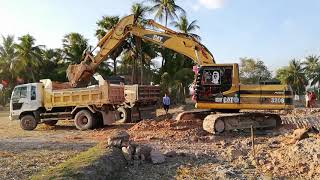 Dump truck and Excavator build the pond