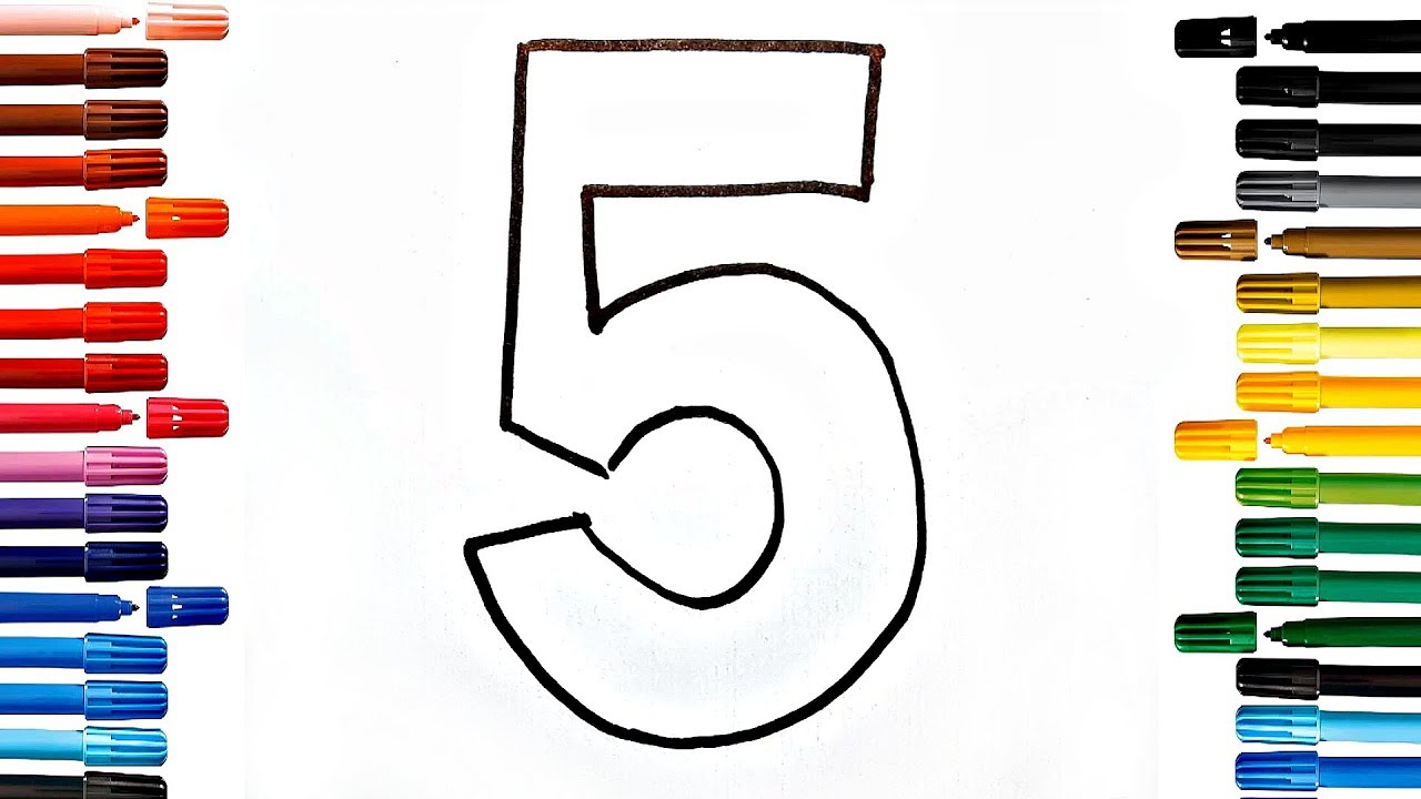 Numbers For Kids Drawing Number Five How To Draw And Paint Number Five ...