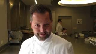 Christophe Pauly prepares a dessert at the Michelin star Le Coq aux Champs