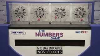 Midday Numbers Game Drawing: Monday, November 30, 2015