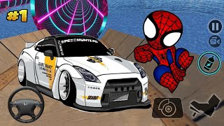 Continuation next Epic challenge jump Ramp Mount  Spiderman  Cars Impossible GT Car Racing Stunts