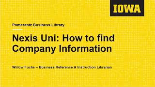 Nexis Uni: How to find Company Information