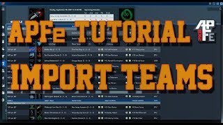 APFe Tutorial - Import/Export Teams