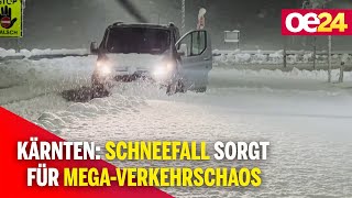 Kärnten: Schneefall sorgt für Mega-Verkehrschaos