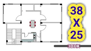 38*25 house plan | 38*25 house plan 3bhk