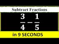 Subtract Fractions with Different Denominators in 9 SECONDS | Math Tricks | Ms. Riaz Academy