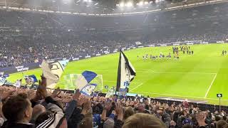 FC Schalke 04 3:0 SG Dynamo Dresden - Mannschaft vor der Kurve - Volle Hütte - Heimsieg - 23.10.20