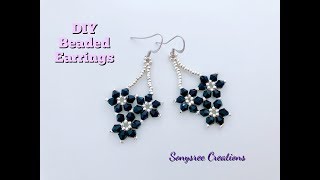 Falling Flower Earrings.DIY Beaded Earrings