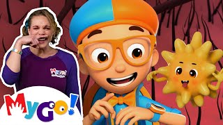 Blippi Wonders | Blippi Sneezing! | Cartoons For Kids | MyGo! Sign Language For Kids | ASL