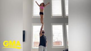 This dad-daughter cheerleading stunt duo are some serious squad goals l GMA Digital