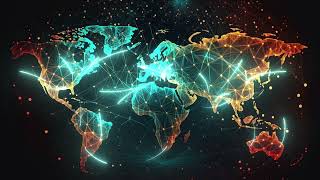 [4K] Global network connection - World map point and line composition - screensaver - footage