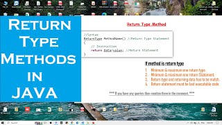 Return Type Method in Java || Java Return Keyword