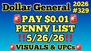 2026#329🚨Dollar General Couponing🚨PAY $0.01‼️PENNY LIST 5/26/26‼️VISUALS‼️MUST WATCH👀👀