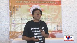 Babu Gogineni, Keynote Speaker giving his speech at First South Asian Humanist Conference 2016