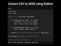 Convert CSV to JSON with Python#python #ai