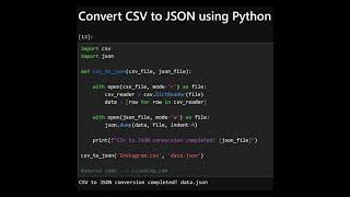 Convert CSV to JSON with Python#python #ai