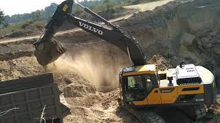 Volvo EC210D Hydraulic Excavator doing OB removal in Quarry area.