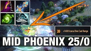 WTF ICARUS DIVE RANGE 1400 - Mid Phoenix 25/0 - Dota 2