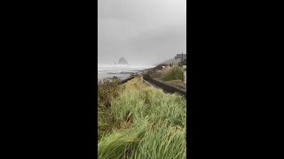 Coastal storm hits Cannon Beach, Oregon