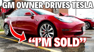 GM Owner Drives Tesla Model 3 Performance... \