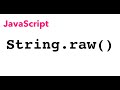 String.raw() allows us to get the raw string without escaping | JSer - learning JavaScript