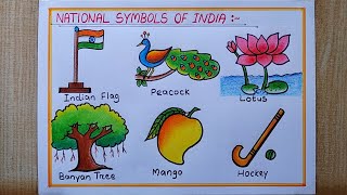 National Symbols of India drawing easy|How to draw National Symbols of India