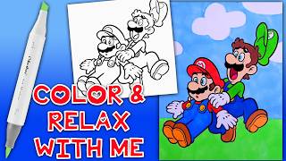 Color With Me | Mario & Luigi Satisfying Coloring Page | Ohuhu Markers ASMR + Relaxing Music ✨
