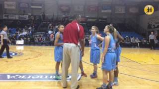 North Salinas coach Darren Jackson talks to his team during a time out at Saturday's D1 tile game