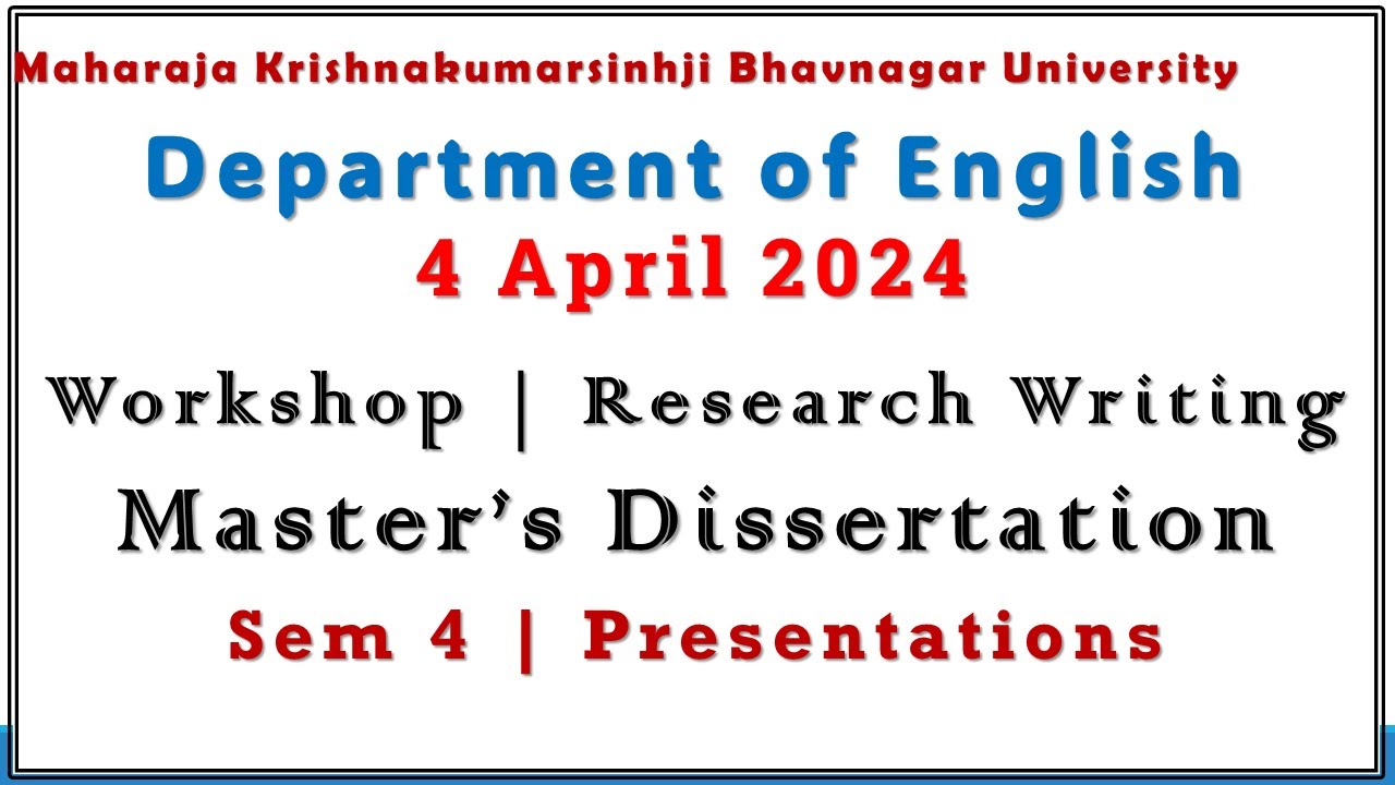 Academic Writing Workshop Writing Master S Dissertation Sem 4