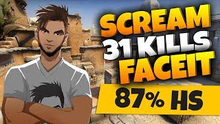 CS:GO - ScreaM plays FACEIT 31 kills 87% Headshots on Dust2