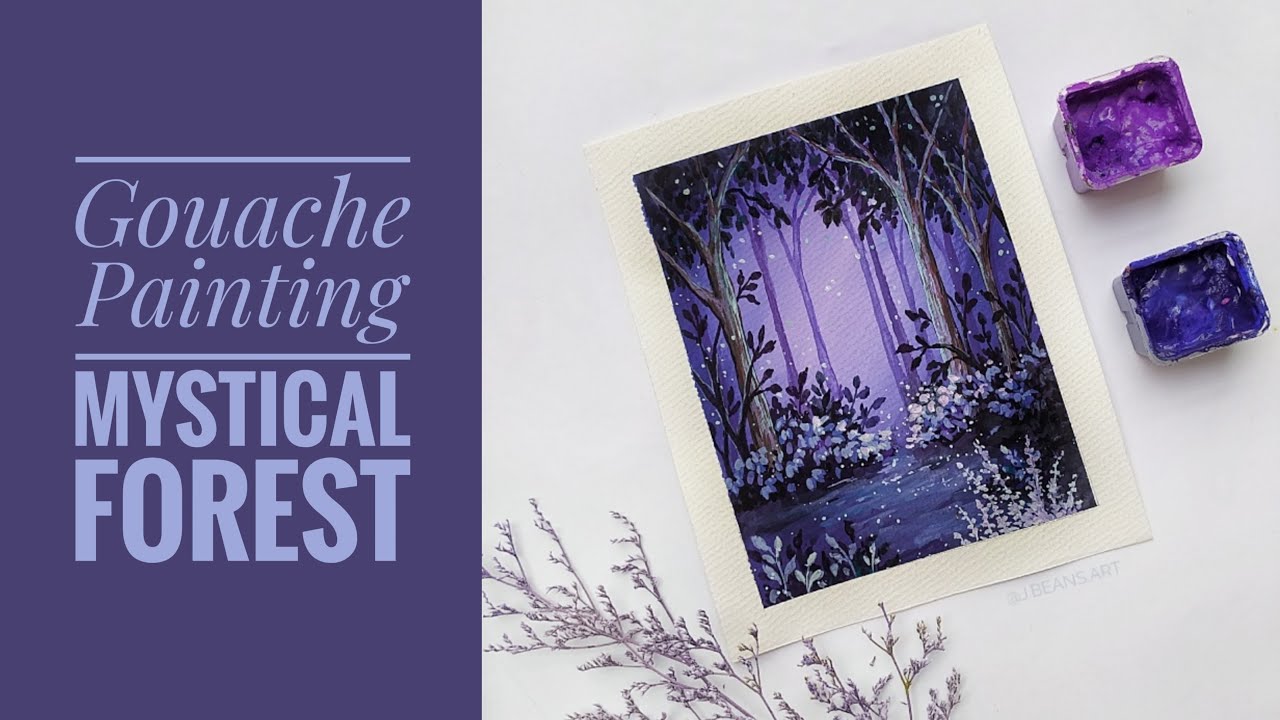 Gouache Landscape Easy Mystical Forest Painting Youtube