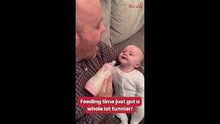 Dad Takes Over Feeding Duty