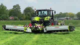 Claas harvesting first cut grass | Eerste gras snede maaien | Gras mähen | Koe in de Kost #tractor