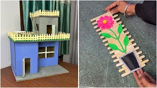 DIY Crafts for Kids | Cardboard House Model \u0026 Popsicle Stick Wall Art