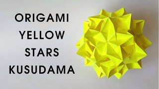 Origami YELLOW STARS kusudama | How to make a paper kusudama