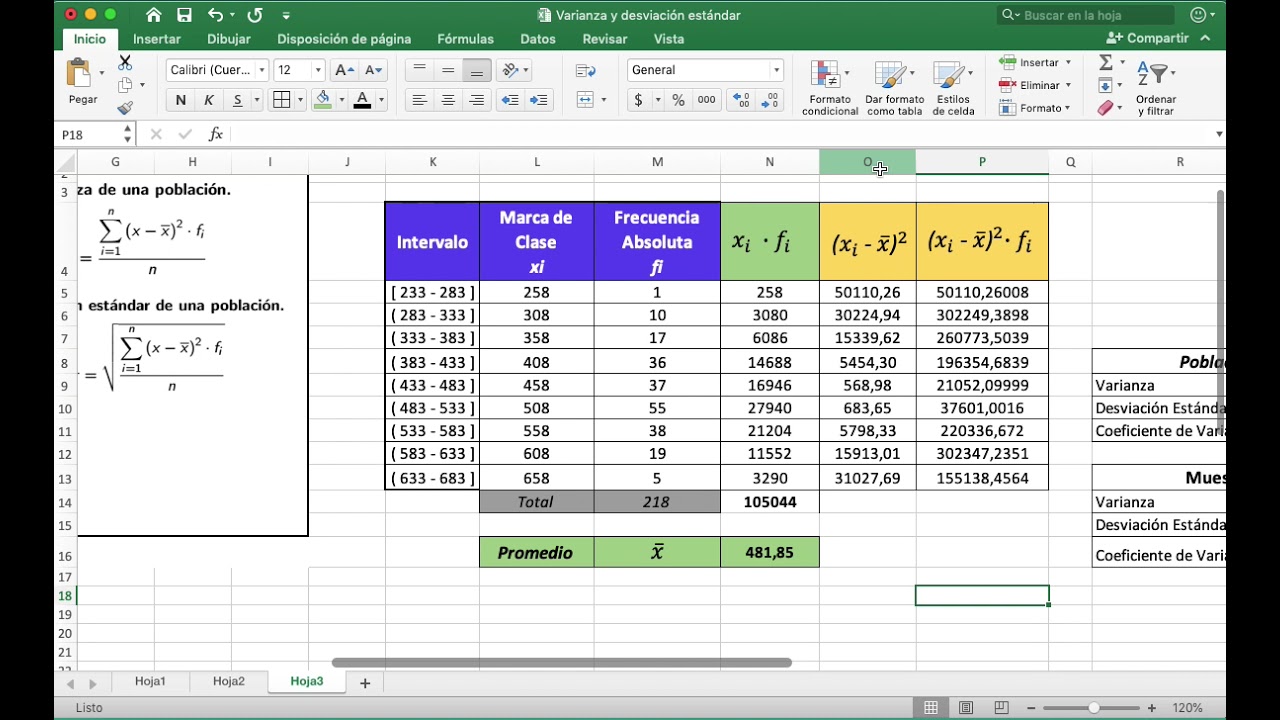 Como Calcular La Varianza Y Desviacion Estandar En Excel - Templates ...