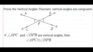 Prove the Vertical Angles Theorem