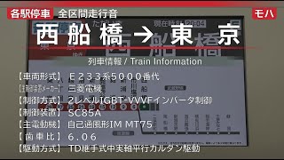 【全区間走行音】[各停] 西船橋→東京 E233系5000番代 {京葉線}