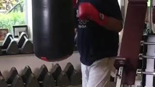GEORGE FOREMAN ON THE HEAVYBAG 69 YEARS OLD