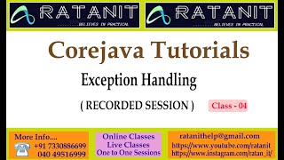 Core java Tutorials || Exceptional Handling || by Mr.Ratan || class-04
