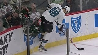 Parise recovers from Burns hip check to score slick tip-in goal