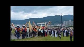 2016初島神社御柱祭（湖畔曳行）