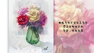 วาดดอกกุหลาบ สีน้ำ Watercolor painting Roses Tutorial Step by Step [no sketch]